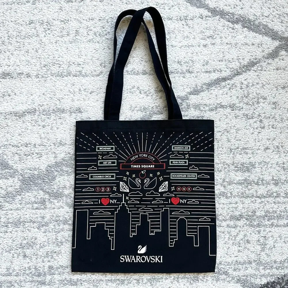 Swarovski New York Skyline Black Canvas Tote Shoulder Bag Limited Edition